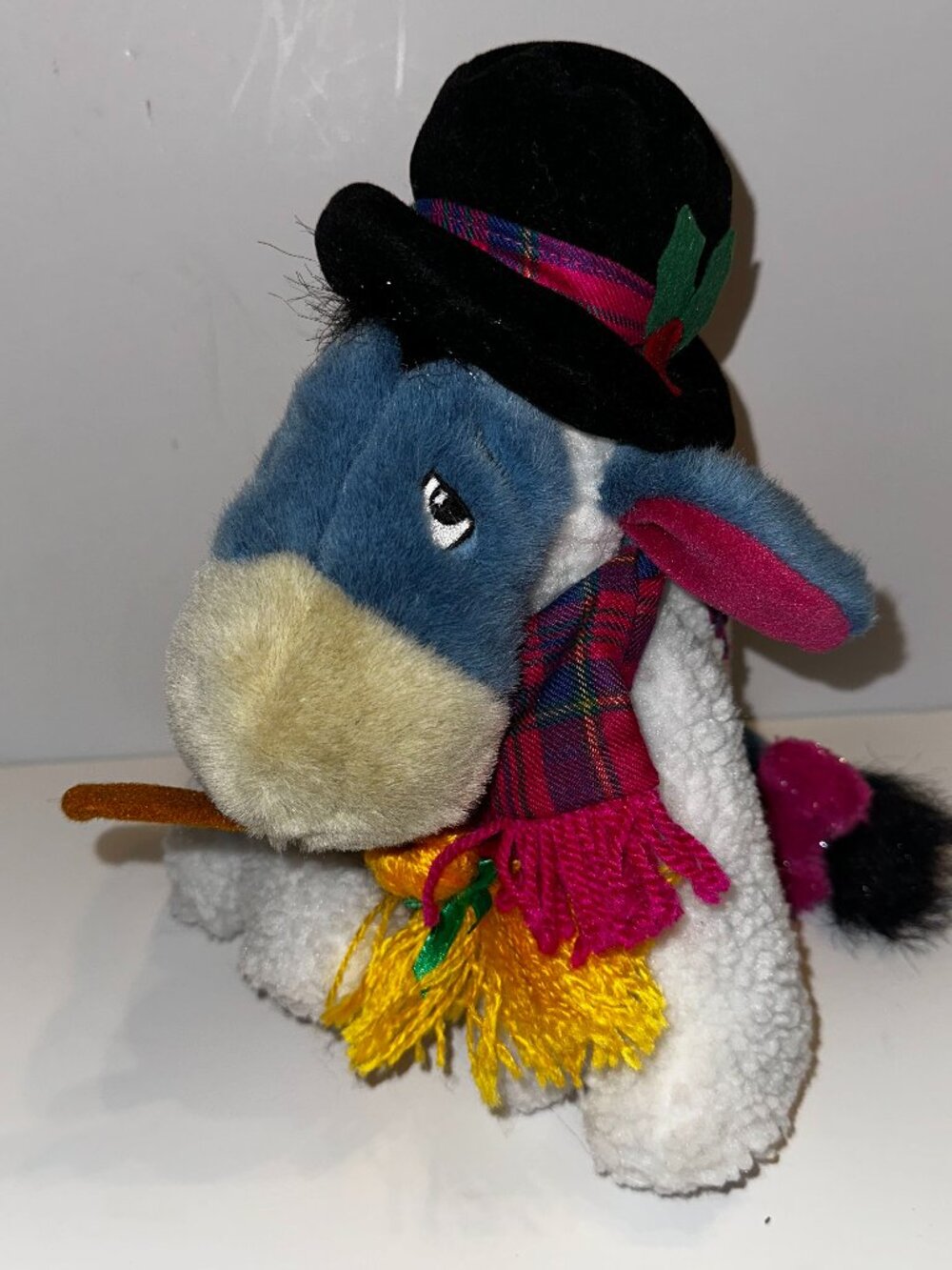 Snowman Eeyore 10” Plush Toy Stuffed Animal Walt Disney Company Hat Scarf Broom